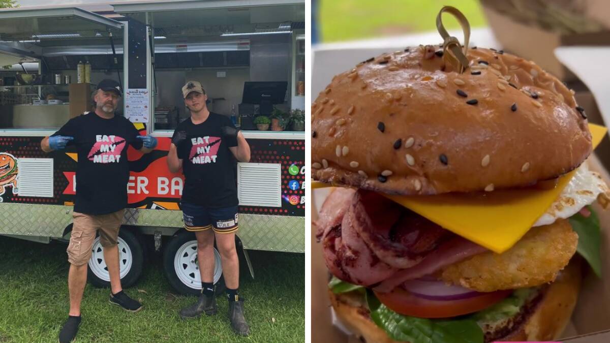 The Burger Babe food truck (left) and a burger. Pictures from Instagram @burger_babe79